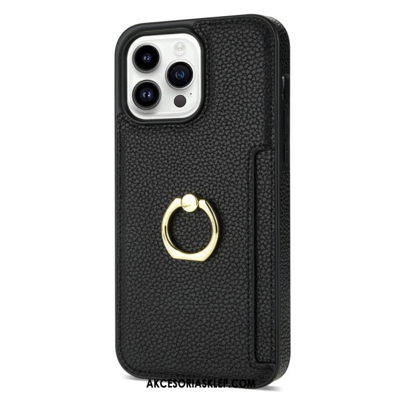 Etui Do iPhone 16 Pro Etui Na Karty I Stojak Z Efektem Skóry