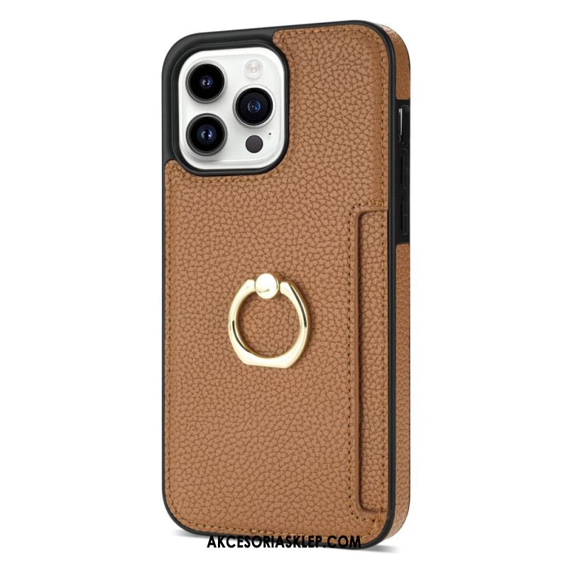 Etui Do iPhone 16 Pro Etui Na Karty I Stojak Z Efektem Skóry