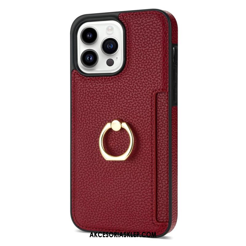 Etui Do iPhone 16 Pro Etui Na Karty I Stojak Z Efektem Skóry