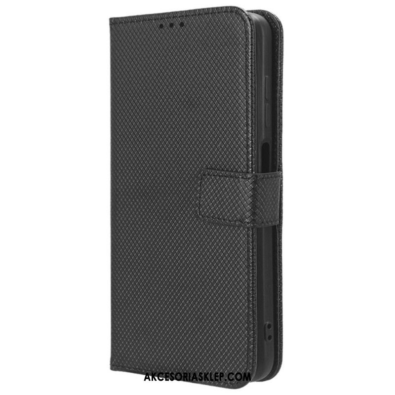 Etui Folio Do Oneplus 12r Teksturowana Sztuczna Skóra Z Paskiem