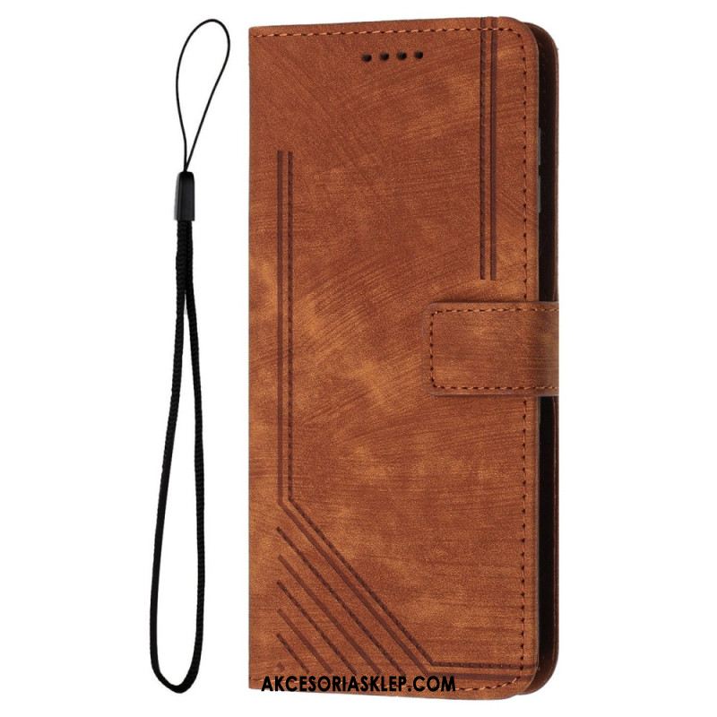 Etui Folio Do Oppo Reno 12f 5g Linie Z Efektem Zamszu