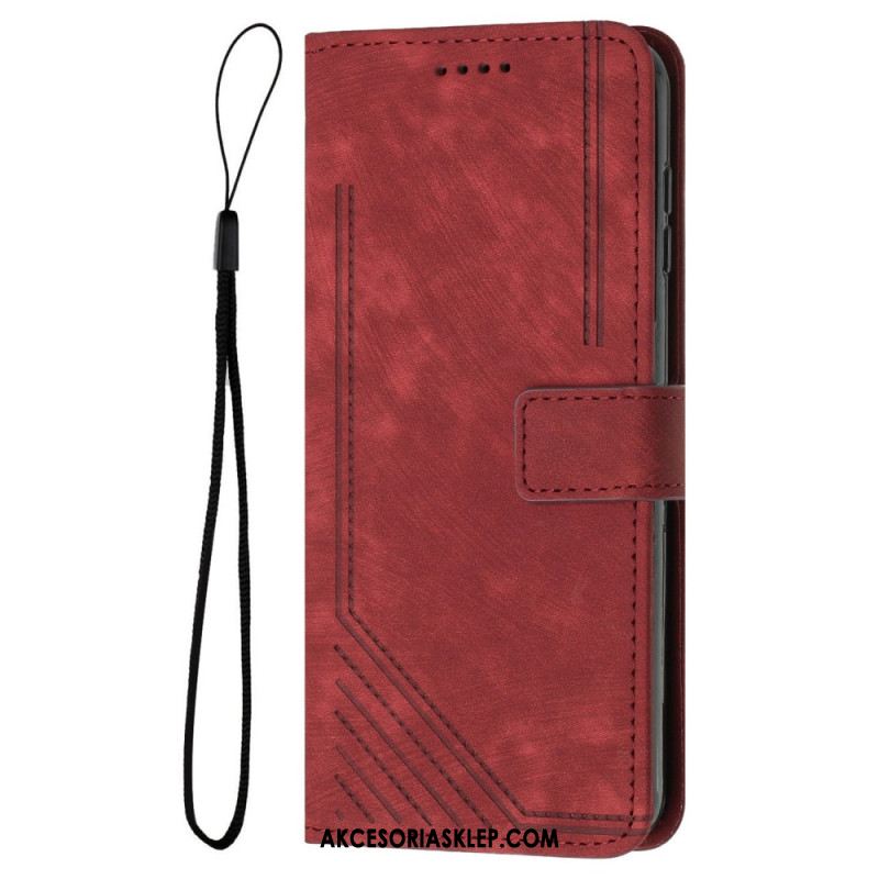 Etui Folio Do Oppo Reno 12f 5g Linie Z Efektem Zamszu