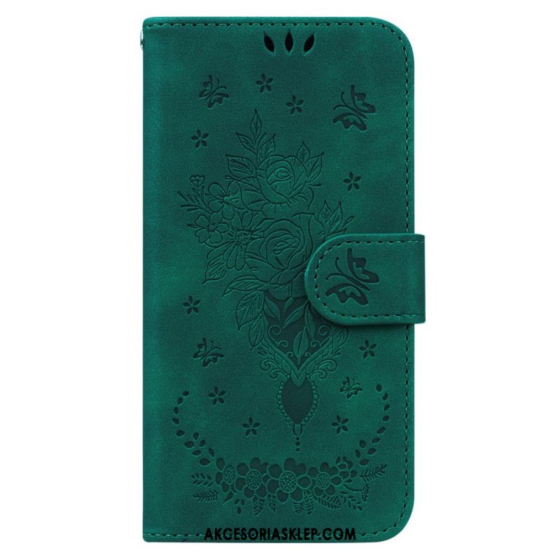 Etui Folio Do Oppo Reno 12f 5g Wzór Motyli I Kwiatów