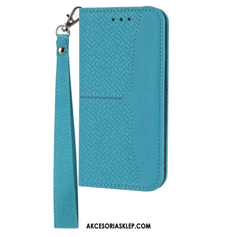 Etui Folio Do Samsung Galaxy A15 Tkany Wzór Z Paskami