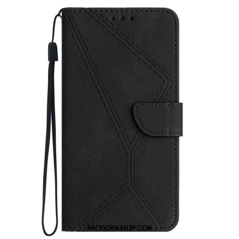 Etui Folio Do Samsung Galaxy M55 5g Linie I Kropkowane Paski