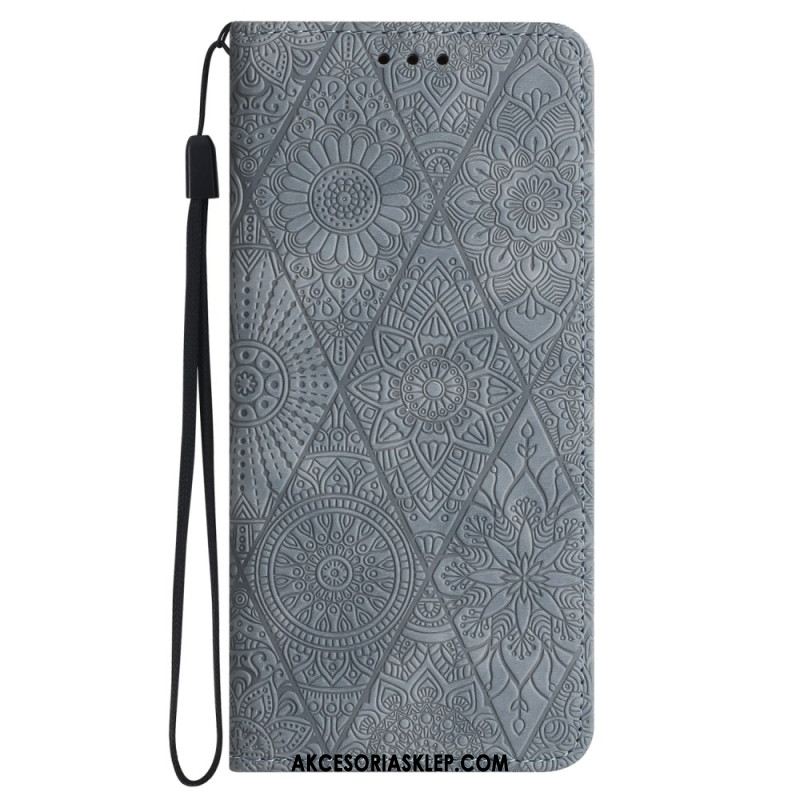 Etui Folio Do Samsung Galaxy S24 5g Styl Gobelinu Z Paskiem