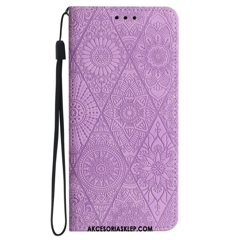 Etui Folio Do Samsung Galaxy S24 5g Styl Gobelinu Z Paskiem