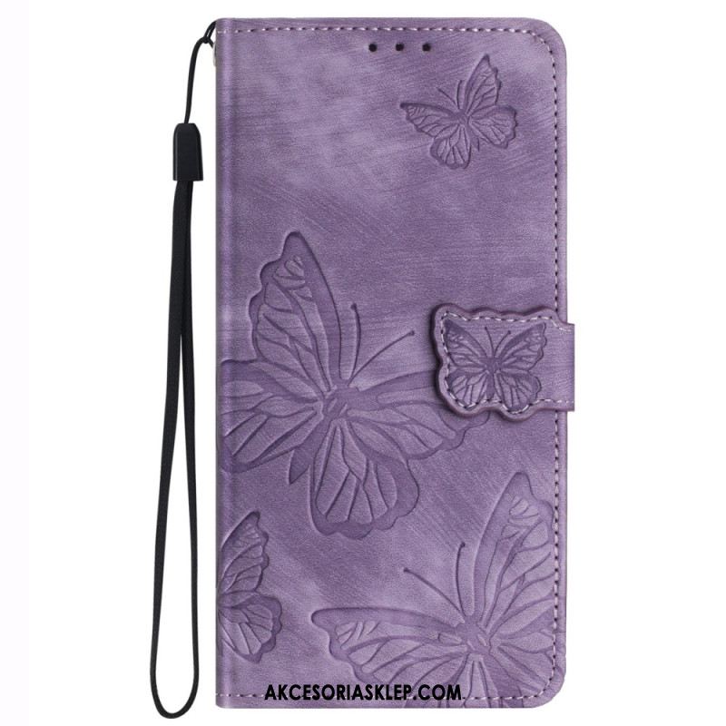 Etui Folio Do Samsung Galaxy S24 Fe Wzór Motyla Z Efektem Zamszu