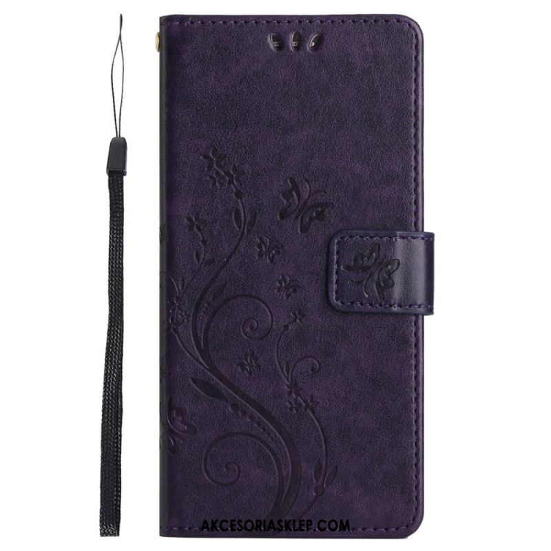 Etui Folio Do Sony Xperia 1 Vi Kwiaty I Motyle Z Paskiem