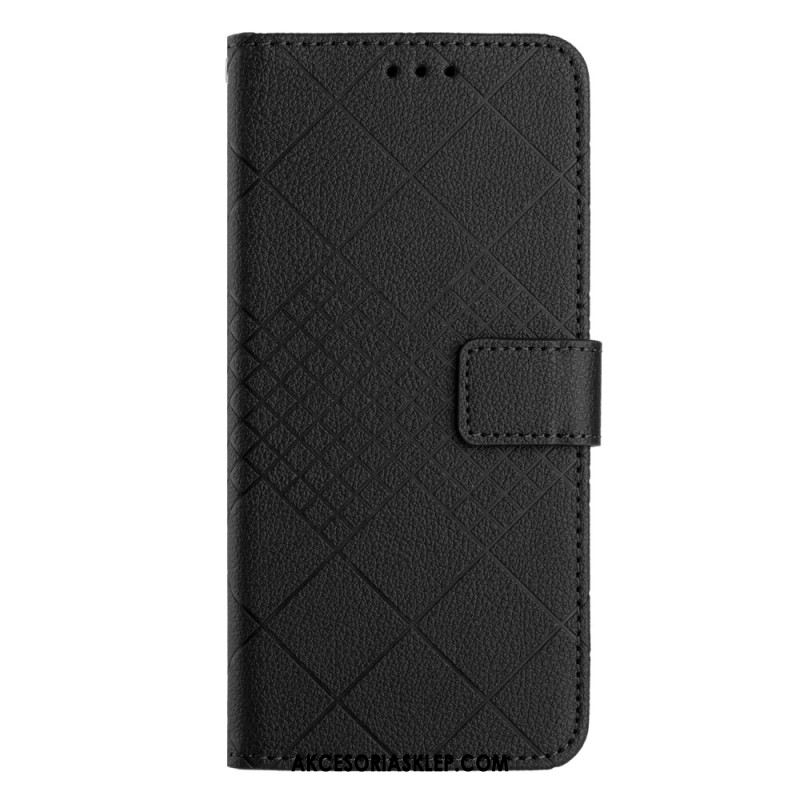 Etui Folio Do Xiaomi 14 Diamenty O Fakturze Litchi Z Paskiem