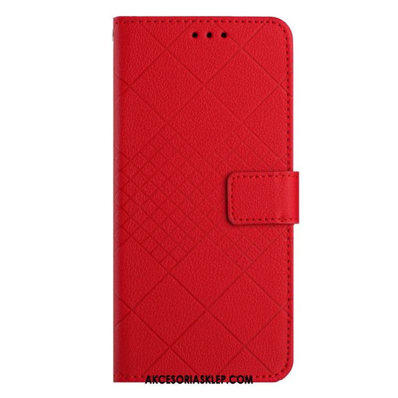 Etui Folio Do Xiaomi 14 Diamenty O Fakturze Litchi Z Paskiem