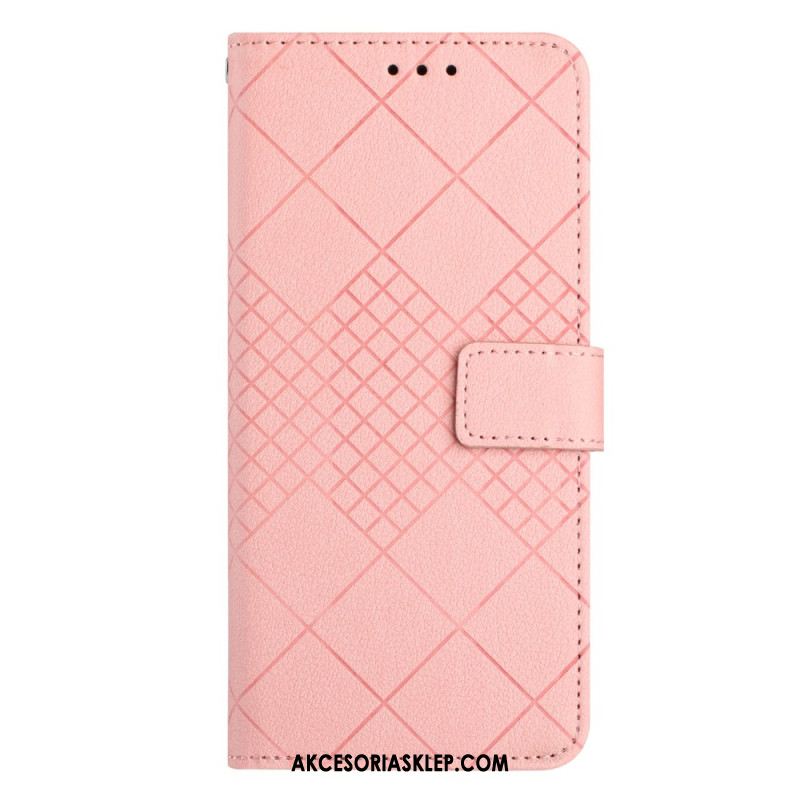 Etui Folio Do Xiaomi 14 Diamenty O Fakturze Litchi Z Paskiem