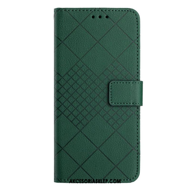 Etui Folio Do Xiaomi 14 Diamenty O Fakturze Litchi Z Paskiem