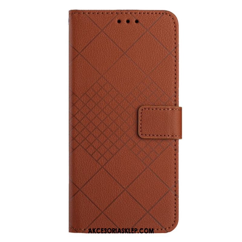 Etui Folio Do Xiaomi 14 Diamenty O Fakturze Litchi Z Paskiem