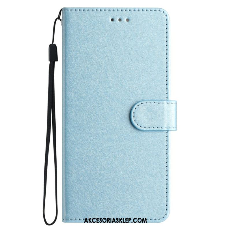 Etui Folio Do Xiaomi 14t Pro Jedwabna Tekstura Na Ramiączkach