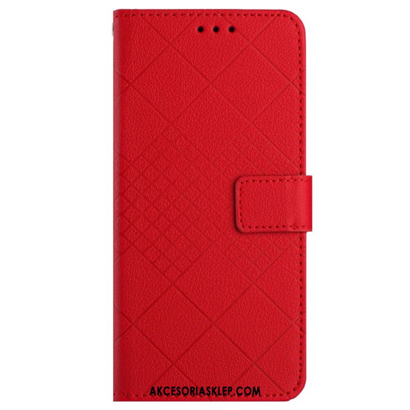 Etui Folio Do Xiaomi Redmi Note 13 4g Wzór W Romby Na Ramiączkach