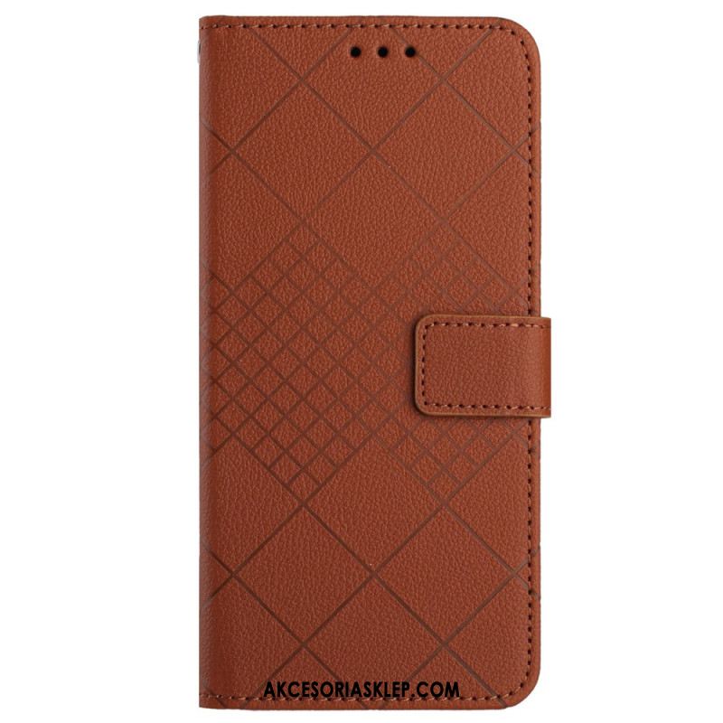 Etui Folio Do Xiaomi Redmi Note 13 4g Wzór W Romby Na Ramiączkach