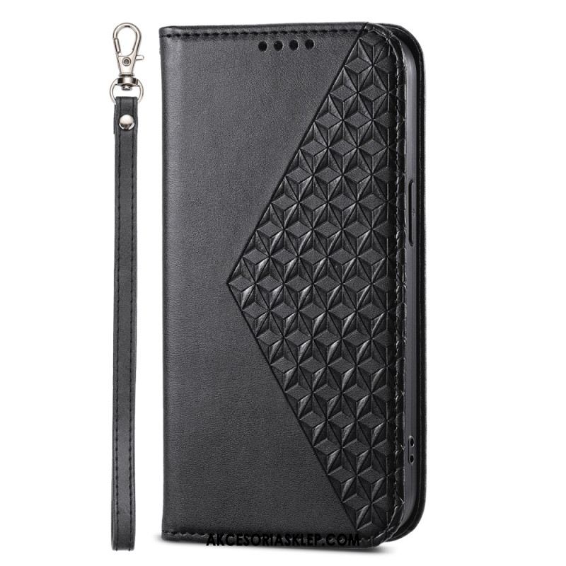 Etui Folio Do Xiaomi Redmi Note 13 5g Diamentowy Wzór Na Ramiączkach