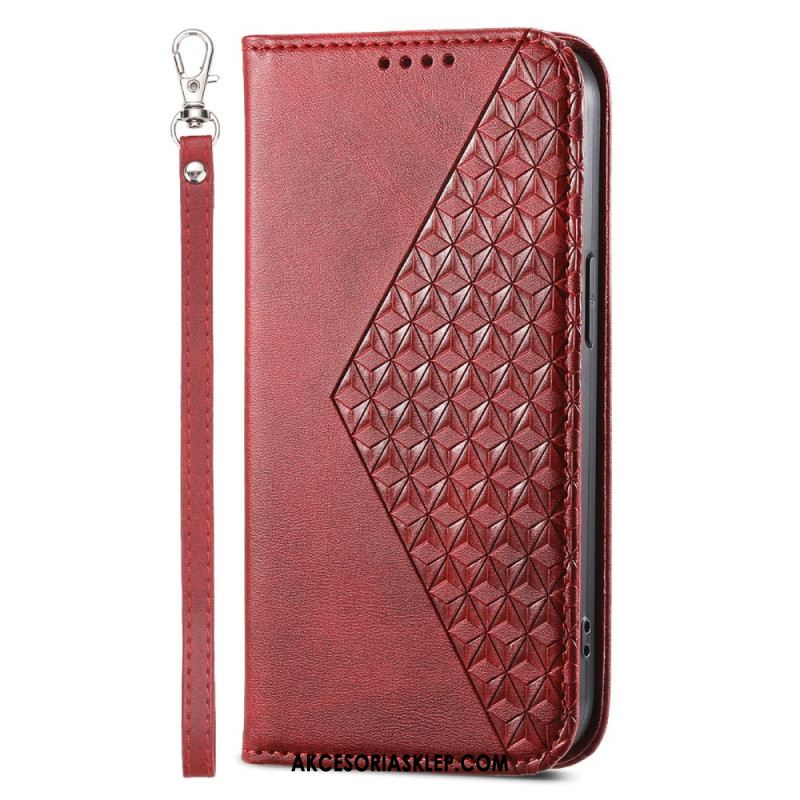 Etui Folio Do Xiaomi Redmi Note 13 5g Diamentowy Wzór Na Ramiączkach