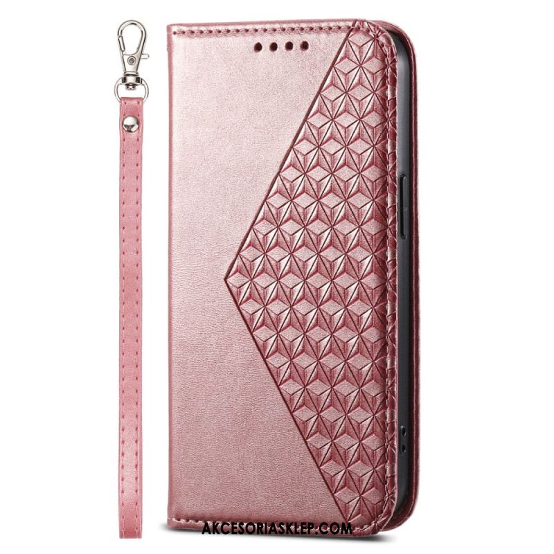 Etui Folio Do Xiaomi Redmi Note 13 5g Diamentowy Wzór Na Ramiączkach