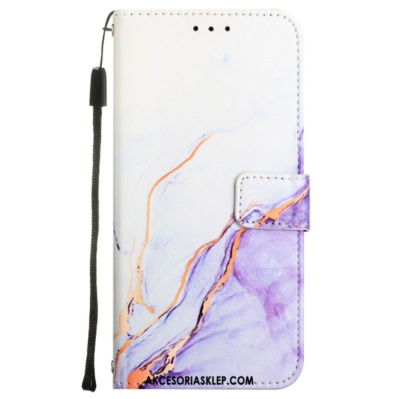 Etui Folio Do Xiaomi Redmi Note 13 5g Marmur Ze Smyczą I Paskiem Na Ramię