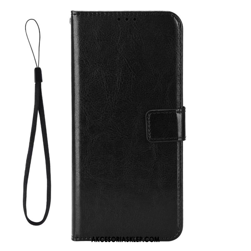 Etui Folio Do Xiaomi Redmi Note 13 Pro 5g Błyszcząca Sztuczna Skóra Z Paskiem