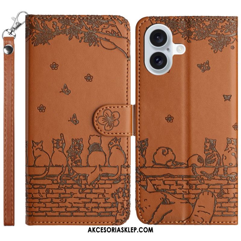 Etui Folio Do iPhone 16 Koty W Stringach