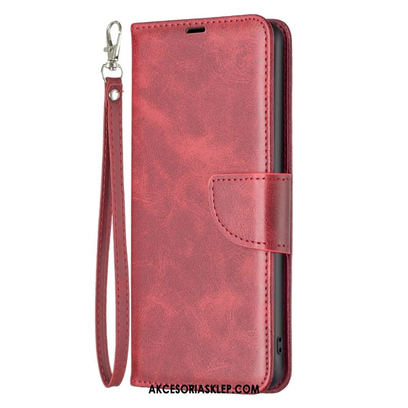 Etui Folio Do iPhone 16 Pro Efekt Gładkiej Skóry Z Paskiem