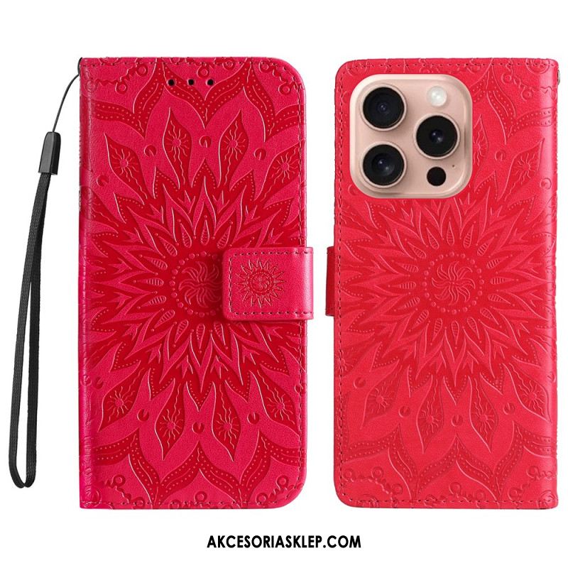 Etui Folio Do iPhone 16 Pro Mandala Ze Smyczą