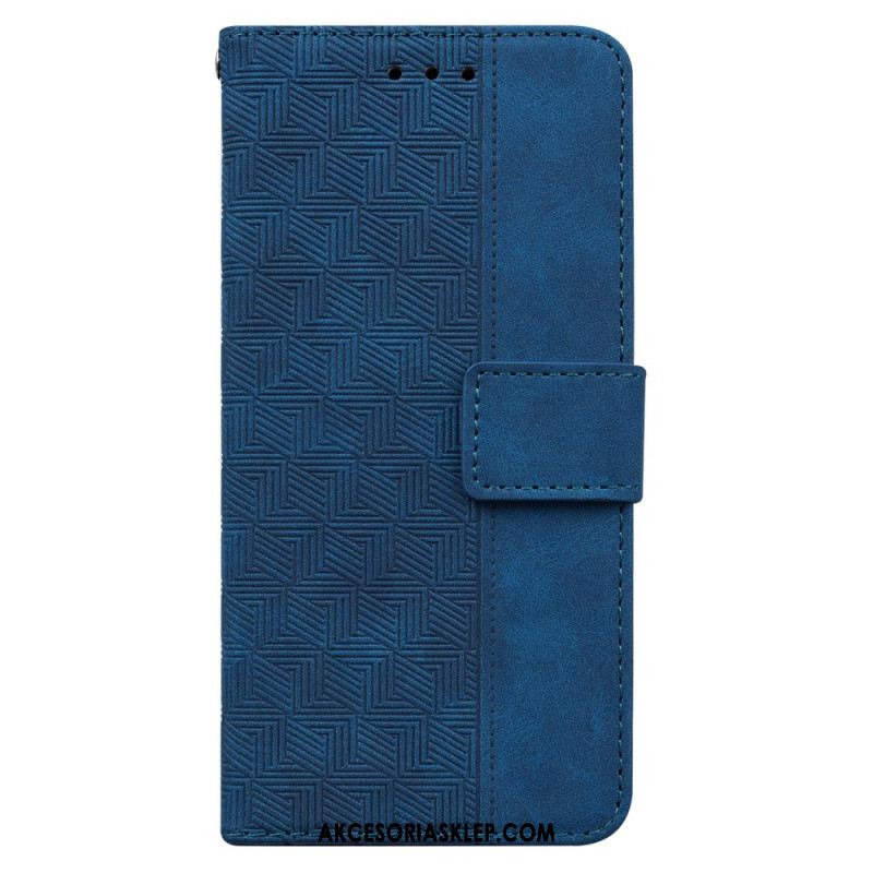 Etui Folio Do iPhone 16 Tkany Wzór Na Ramiączkach