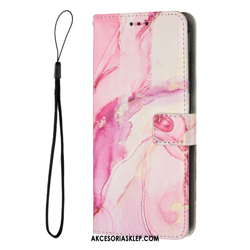 Etui Folio Google Pixel 8 Marmurkowy Styl Z Paskami