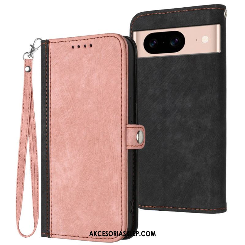 Etui Folio Google Pixel 8a Dwukolorowy Pasek Etui Ochronne