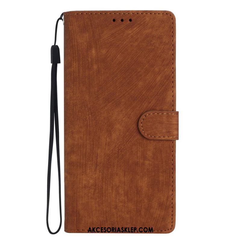 Etui Folio Oppo A98 5g Efekt Zamszu Z Paskiem Etui Ochronne