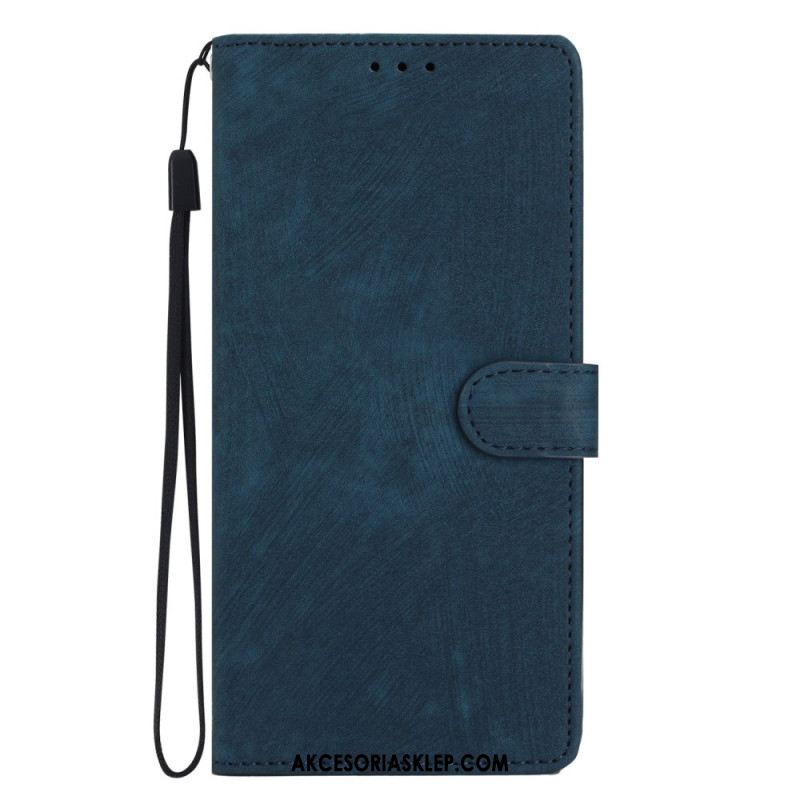 Etui Folio Oppo A98 5g Efekt Zamszu Z Paskiem Etui Ochronne