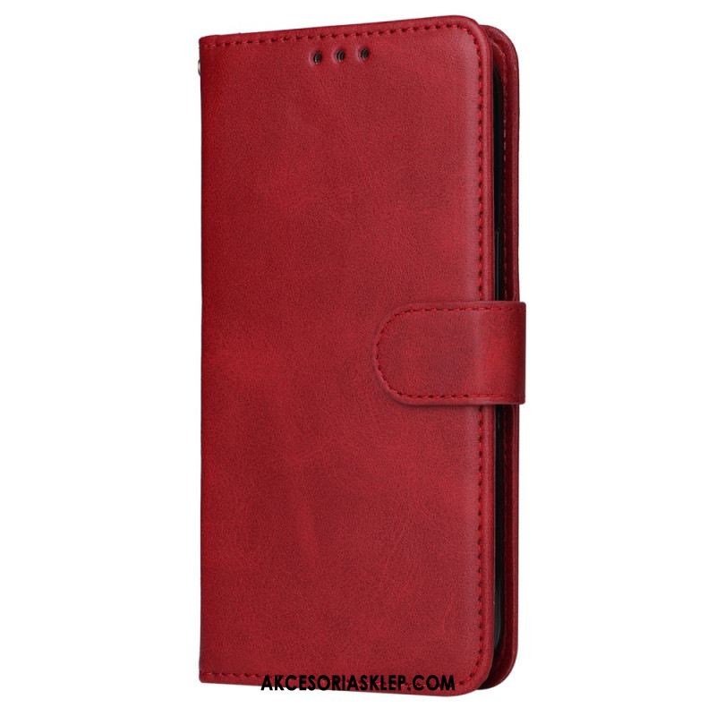 Etui Folio Oppo Reno 11 5g Efekt Gładkiej Skóry Z Paskiem Etui Ochronne