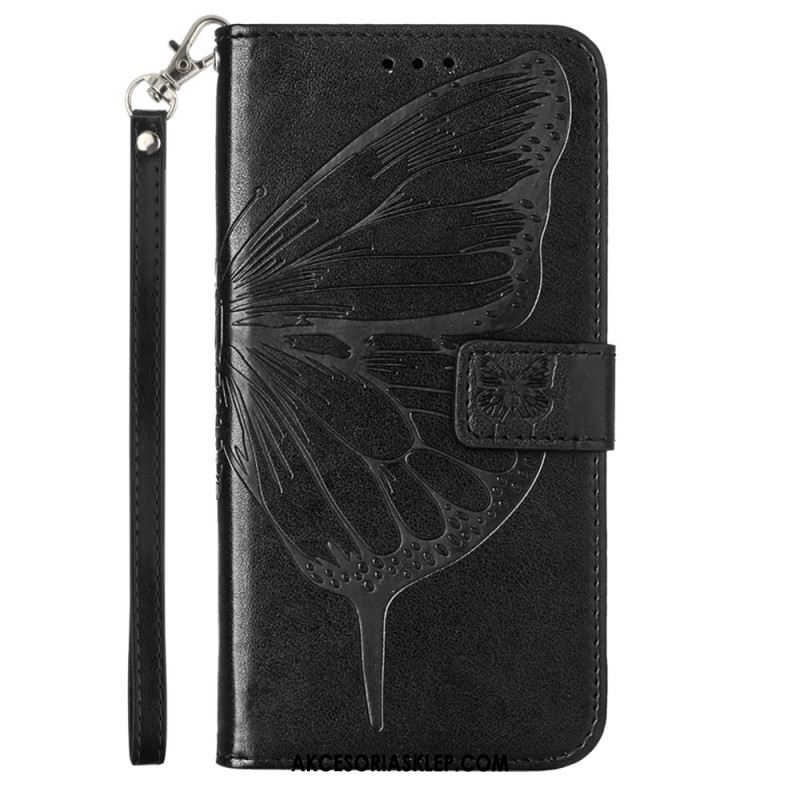 Etui Folio Oppo Reno 11 5g Kwiatowy Motyl Z Paskiem Etui Ochronne