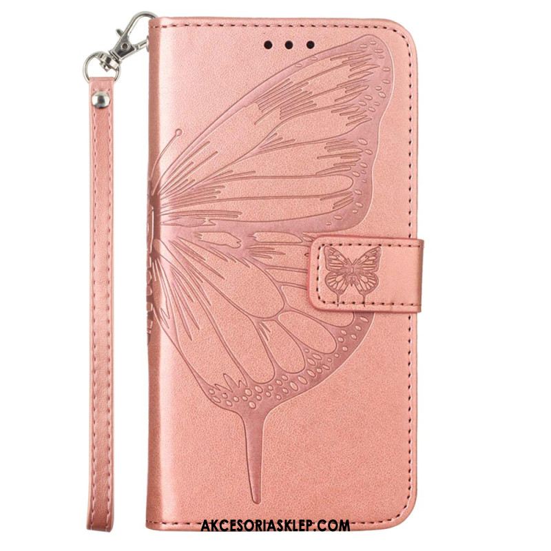 Etui Folio Oppo Reno 11 5g Kwiatowy Motyl Z Paskiem Etui Ochronne