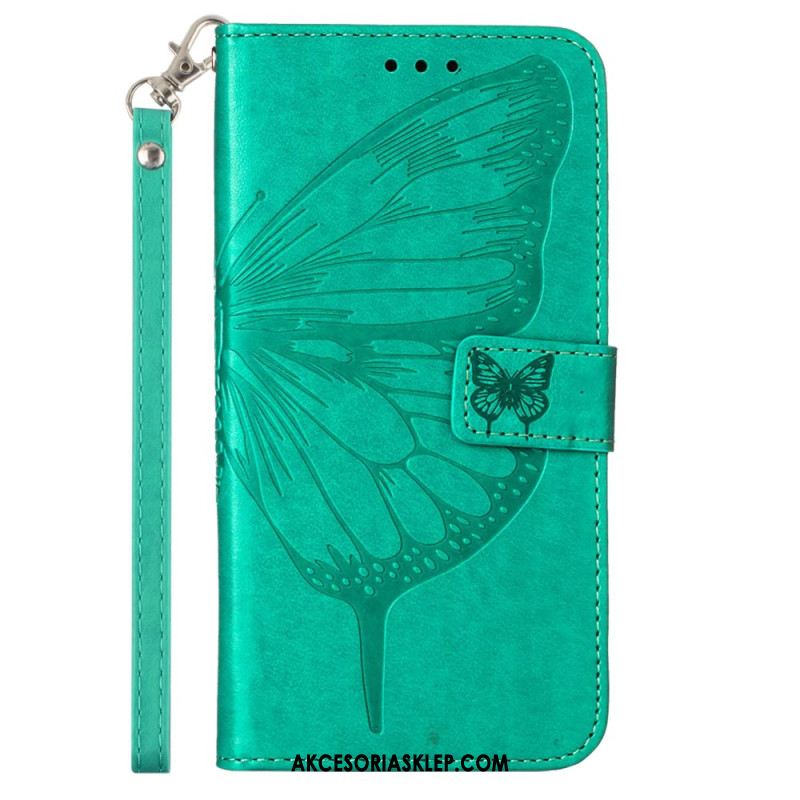 Etui Folio Oppo Reno 11 5g Kwiatowy Motyl Z Paskiem Etui Ochronne