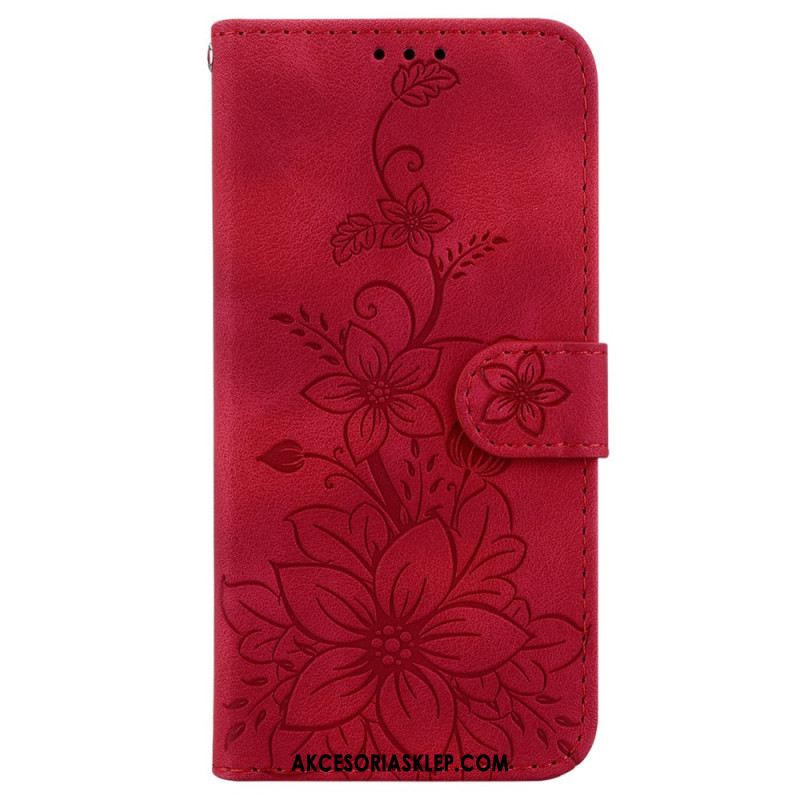 Etui Folio Oppo Reno 11f 5g Kwiaty Lilii Z Paskiem Etui Ochronne