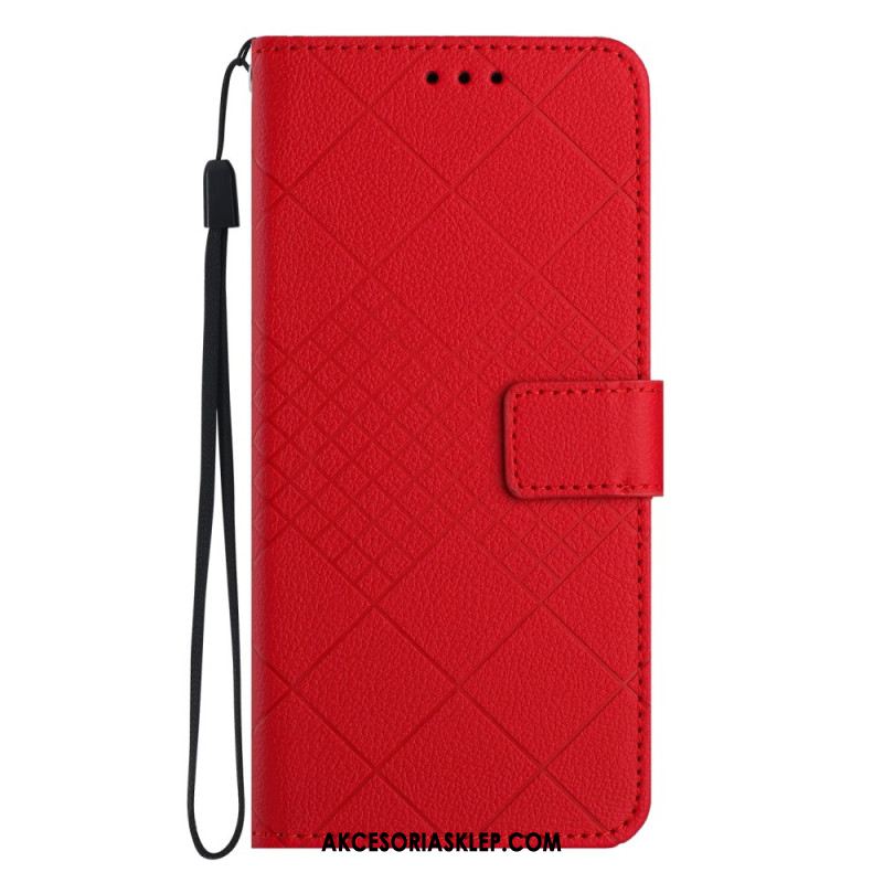 Etui Folio Oppo Reno 11f 5g Wzór W Romby Na Ramiączkach Etui Ochronne