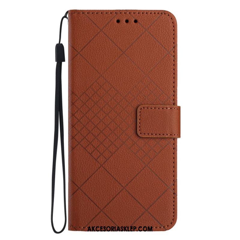 Etui Folio Oppo Reno 11f 5g Wzór W Romby Na Ramiączkach Etui Ochronne