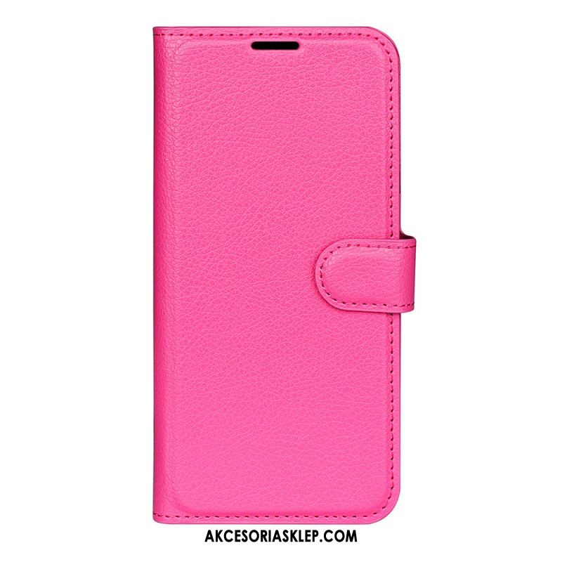 Etui Folio Oppo Reno 12 5g Klasyczna Sztuczna Skóra Litchi