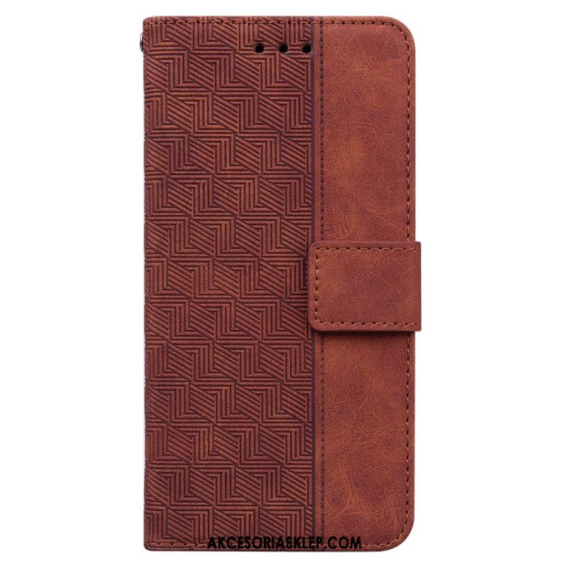 Etui Folio Oppo Reno 12 5g Tkany Wzór Na Ramiączkach