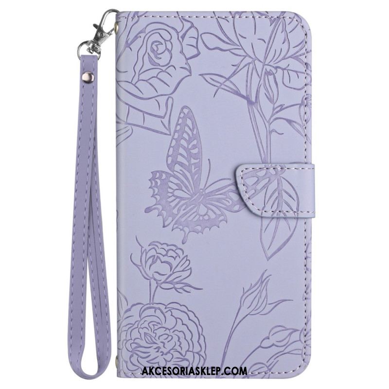 Etui Folio Oppo Reno 12f 5g Nadruk W Kształcie Motyla Z Paskiem Etui Ochronne