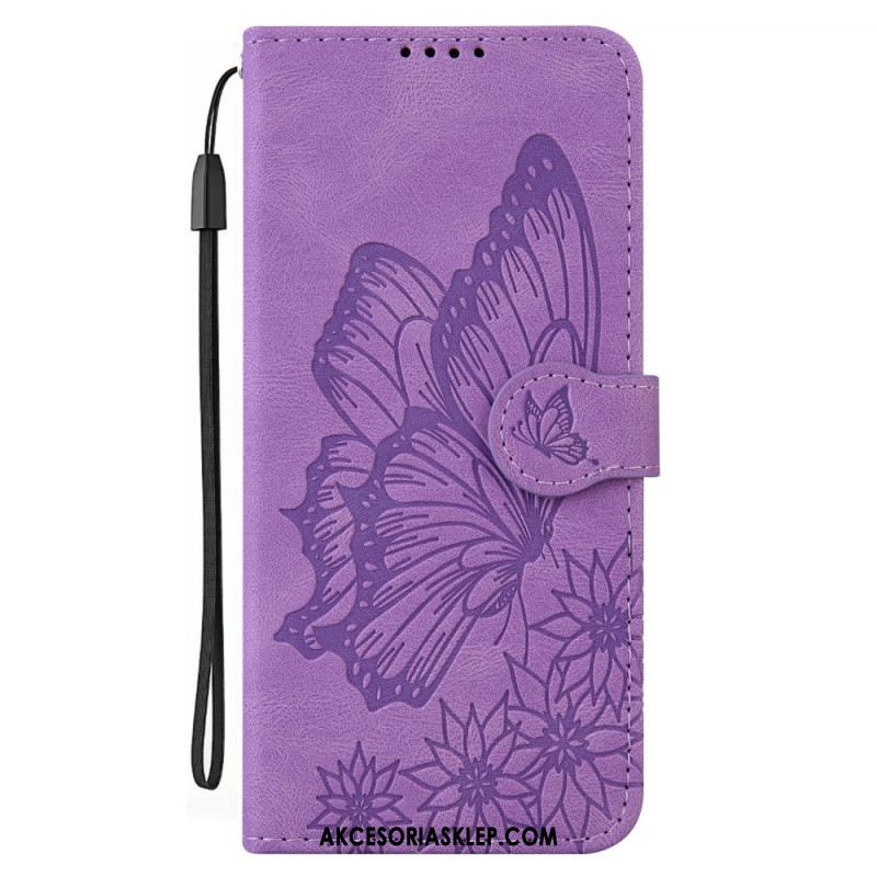 Etui Folio Samsung Galaxy A15 5g Duży Nadruk W Kształcie Motyla Z Paskiem