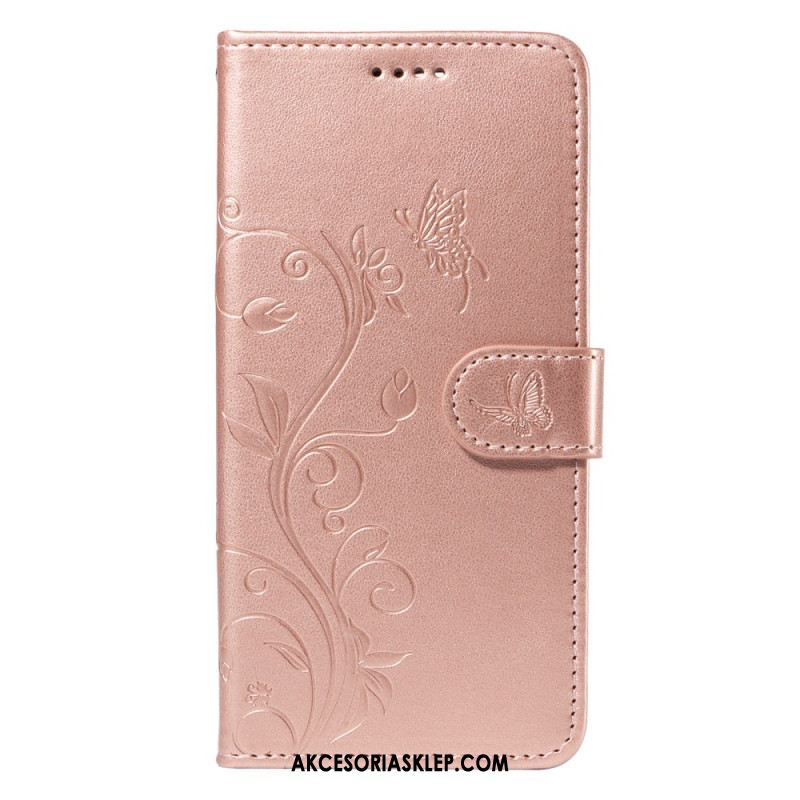 Etui Folio Samsung Galaxy A15 5g Kwiaty Moreli Z Paskiem Etui Ochronne