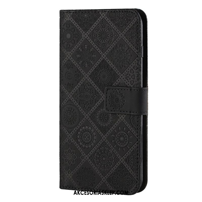 Etui Folio Samsung Galaxy A15 5g Patchworkowe Mandale Z Paskiem