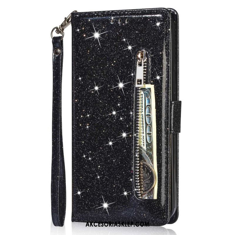 Etui Folio Samsung Galaxy A15 Brokatowa Portmonetka Z Przodu