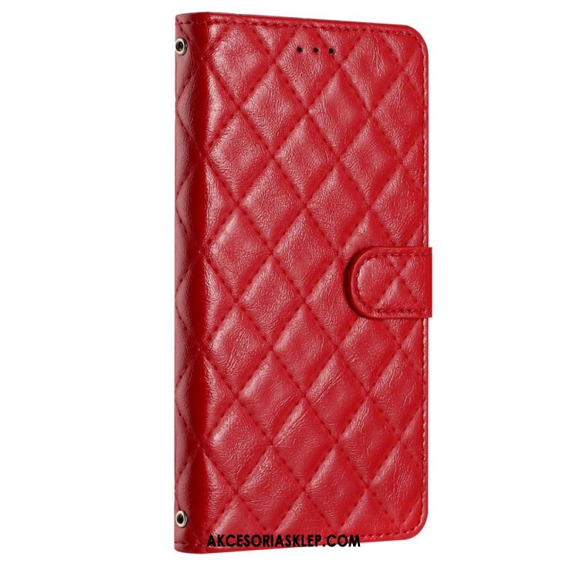 Etui Folio Samsung Galaxy A15 Pikowana Z Paskiem Etui Ochronne