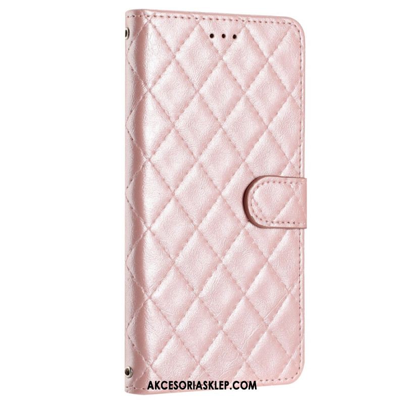 Etui Folio Samsung Galaxy A15 Pikowana Z Paskiem Etui Ochronne